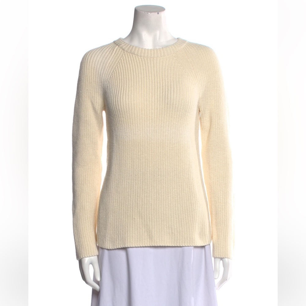 Vince cashmere ribbed crew neck sweater ivory